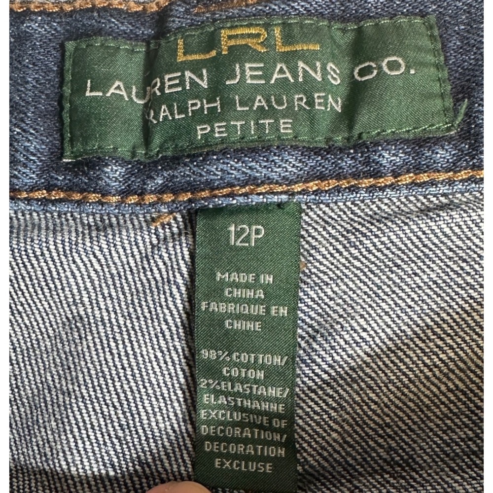 Lauren Ralph Lauren Petite Straight Leg Dark Wash Blue Denim Jeans‎ Size 12P - Picture 5 of 8